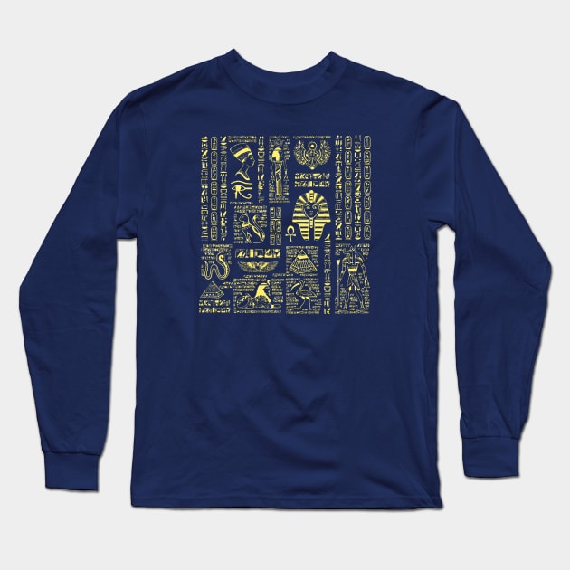 Egyptian hieroglyphs Long Sleeve T-Shirt by Lamink